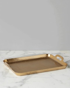 Plateau décoratif vintage en métal rectangulaire doré pour fruits secs, bonbons et événements culturels à prix réduit - Product Image 5