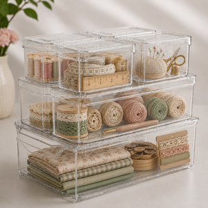 Organiseurs transparents pour fournitures d'artisanat, accessoires de perlage, fournitures de couture, matériaux de bricolage et solutions de rangement créatives - Product Image 1