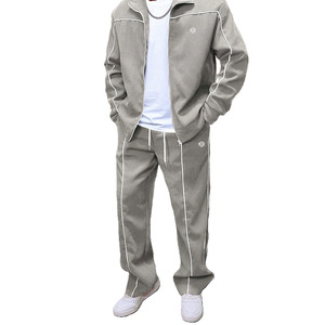 Customized Branding Zip Fleece Hoodies and Jogger Set <b>Athletic</b> Streetwear Contrast Piping Wholesale Supply Quick Dry Breathable - Product Image 5