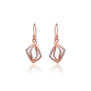 Rose Gold Plating <b>Diamond</b> Stud <b>Earrings</b> Women's Luxury Wedding For Wear Women's Cute Design <b>Dangle</b> Jewelry Bulk Everyday For Her - Product Image 1