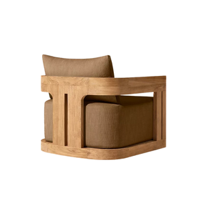 Outdoor Lounge <b>Sofa</b> Chair Fabric Upholstered Garden Armchair <b>Wooden</b> <b>Frame</b> Patio Seating - Product Image 5