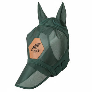 Masque anti-mouches pour chevaux au design optimal, protection UV, confortable, avec oreilles, respirant, élastique, avec couvre-yeux en maille - Product Image 1