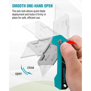 Coltello Tascabile Pieghevole a Cambio Rapido con 10 Lame Extra, Clip da Cintura, Blocco Asse, Design Tipo Rasoio e Taglierino - Product Image 3