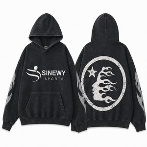 SINEWY SPORTS Sudadera con Capucha Oversize de Algodón y Forro Polar para Hombre, Antipilling, Estilo Casual Urbano de Invierno, Manga Larga, 460g - Product Image 1