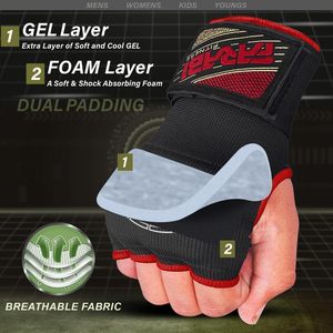 ถุงมือชกมวยแบบมีแผ่นเจลซับเหงื่อ ป้องกันรังสียูวี ยี่ห้อ Farabi Sports พร้อมสายรัดข้อมือปรับได้ ผลิตจากโพลีเอสเตอร์ แห้งเร็ว - Product Image 2