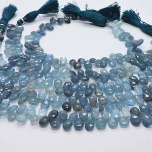 Cuentas facetadas de aguamarina verde musgo AAA en forma de pera, 7x10 mm, cuentas de piedras preciosas sueltas de aguamarina natural, hilo de 8 pulgadas para joyería - Product Image 4