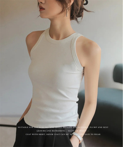 Ribbed <b>Tank</b> <b>Top</b> <b>Women</b> <b>White</b> 2025 Summer Casual Fitness Short Vest Solid Color Knitted Off Shoulder Sexy Crop <b>Top</b> <b>Women</b> - Product Image 2