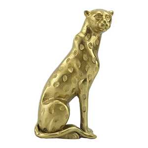 30.5cm H X 10cm W X 17cm L Golden Leopard Figurine Aluminum Handmade Eco-Friendly Modern Sculpture Tabletop Decor for Living - Product Image 1