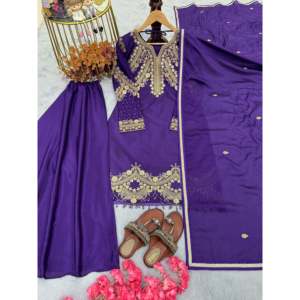 Diseñador Party Wear Top & Dupatta Set Hermoso XL Tamaño Plazzo y Dupatta - Product Image 3