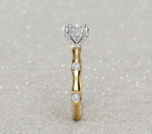แหวนหมั้นเพชรสร้างในห้องปฏิบัติการ Stonewels ทอง 14K ทรงเหลี่ยม ประดับเพชรรอบด้านแบบซ่อน พร้อมตัวเรือนแบบ Prong Set สำหรับเครื่องประดับสั่งทำที่ได้รับการรับรอง - Product Image 2