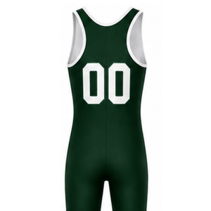 Combinaison de lutte sublimée vert foncé et blanc pour homme, en polyester, sans manches, uniforme sportif athlétique, tenue d'entraînement pour les matchs de lutte - Product Image 3