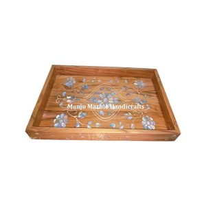 Nueva llegada de aspecto moderno de calidad de marca, bandeja de fregona Mdf con incrustaciones de hueso con forma rectangular para regalos de decoración del hogar y Hotel - Product Image 2