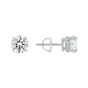Pendientes de Diamantes Tishya para Mujer, Estilo Vintage, 2.5 Ct, Diamantes Cultivados en Laboratorio, Corte Brillante, Oro Blanco Sólido de 14K, con Cierre de Rosca - Product Image 3