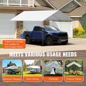 Bâche de remplacement pour abri de voiture 10 x 20 pieds, robuste, imperméable, anti-UV, installation facile, abri de garage, tente de toit, bâche de protection - Product Image 4