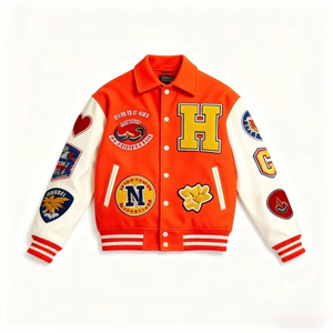 Vintage School <b>Baseball</b> Letterman Varsity <b>Jacket</b> Chenille Applique Embroidered Patchwork Winter 100% Wool - Product Image 2