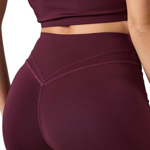 Burgundy Compression Legging Women High Waist Workout Tights Stretch Gym Yoga Pants Activewear Bottoms Daily Wear - Product Image 5