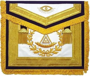 Tablier maçonnique brodé en Mylar pour anciens maîtres maçons - Tablier maçonnique brodé - Violet - Product Image 1