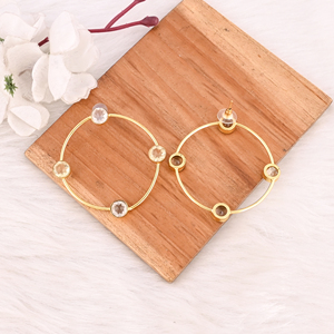 Boucles d'oreilles en quartz citron hydro et quartz cristal hydro, bijoux fantaisie faits à la main pour femmes - Product Image 5