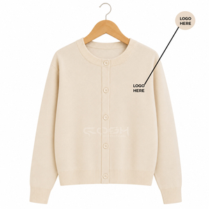 Cardigan en acrylique tricoté à manches longues, col rond, boutonné devant, couleur unie, décontracté, de la sororité Cosh International. - Product Image 5