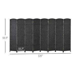 8-Panel 5.6 Ft Tall Black Freestanding Privacy <b>Screen</b> Handcrafted <b>Folding</b> Room Divider Partition for Home Office Art Style - Product Image 3
