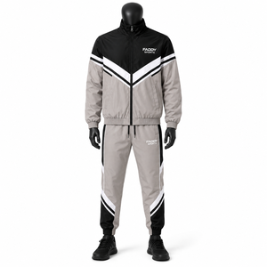 Ensemble de survêtement coupe-vent en nylon froissé personnalisé pour hommes, imperméable, style rétro, pour le jogging, streetwear et sportswear, vente en gros - Product Image 1