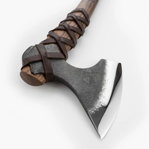 Hache à fendre le bois artisanale avec manche en bois et revêtement en cuir pour fendre le bois de chauffage - Product Image 2