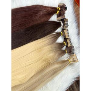 Extensions de cheveux naturels indiens Remy, double trame, lisses, couleur chocolat brun blond - Product Image 5