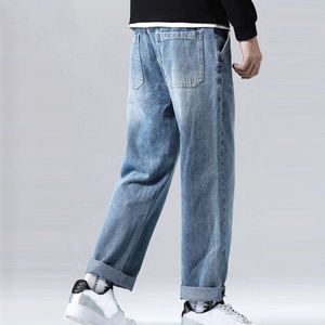 Classic Blue Men Denim Jeans Pants <b>Winter</b> Streetwear Breathable Solid Comfortable Straight Fit Cotton Everyday Casual <b>Trouser</b> - Product Image 4