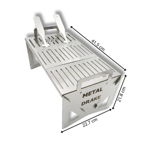 Metal Drake <b>Portable</b> Stainless Steel Folding Charcoal BBQ <b>Grill</b> Stove Camping Picnic Outdoor Cooking Heavy Duty Compact BBQ Pit - Product Image 2