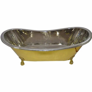 Bañera de latón premium con patas de gato, interior niquelado, hecha a mano, para interiores de baños modernos y lujosos - Product Image 4