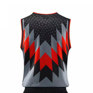 Uniforme de basketball respirant personnalisé par sublimation, grande taille, anti-transpiration, antibactérien, sans manches, professionnel, 100% - Product Image 6