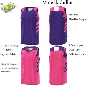 <b>Double</b>-<b>sided</b> Men's/Women's Printed 100% Polyester Four-Way Stretch Moisture-Wicking Sleeveless Basketball Jersey Competition - Product Image 3