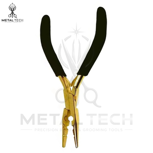Pince à extensions de cheveux en acier inoxydable METAL TECH MT-HP-236 avec poignée noire, légère et de haute précision pour usage en salon - Product Image 2