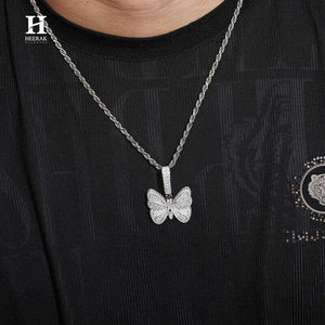 Pendentif papillon 3D personnalisé en argent sterling 925 avec moissanite VVS, bijoux hip-hop - Product Image 1