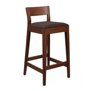 Luxury Solid Teak Wood Contemporary Bar <b>Stool</b> Upholstered Cushion <b>Seat</b> for Home Bar Hotel Use Durable Eco-Friendly Commercial - Product Image 1