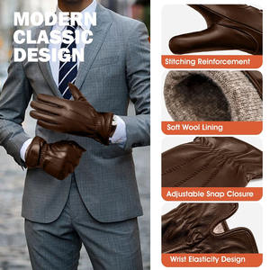 Guantes de Seguridad para Hombre de Piel de Oveja de Alta Calidad, Antiestáticos, Antideslizantes, Duraderos, Lisos, con Puño de Seguridad, 11 oz, Sin Látex, con Pantalla Táctil - Product Image 4