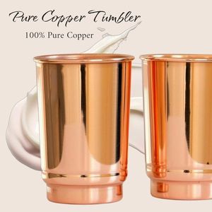 Copper tumbler set deep base design ayurvedic hydration <b>cups</b> eco friendly <b>reusable</b> durable for stable home kitchen use - Product Image 5