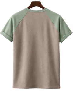 เสื้อยืดแขนสั้นคอกลมผ้าฝ้ายทรงแร็กแลนสำหรับผู้ชาย สองสี ลำลอง ใส่สบายสำหรับฤดูร้อน  ย้อมสีพื้น  รับผลิตตามแบบ  พร้อมสกรีนโลโก้  ผู้ผลิต OEM - Product Image 2