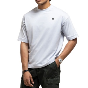 T-shirt à manches courtes en coton lourd pour homme, col rond, coupe ample, couleur unie, pour la fabrication de marques privées OEM - Product Image 1