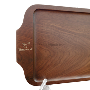Plateau rectangulaire en bois haut de gamme avec poignée, style basique personnalisé, couleur noyer, écologique, antibactérien, qualité alimentaire, usage commercial - Product Image 6