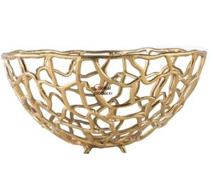 Tazón de fruta de aluminio y metal con acabado dorado de primera calidad para restaurante y bar de hotel - Product Image 1