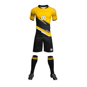Custom Sublimated Soccer Jersey Set Men's Blue Black Short Sleeve <b>Moisture</b> Wicking Athletic Uniform with Team Numbers and <b>Socks</b> - Product Image 5