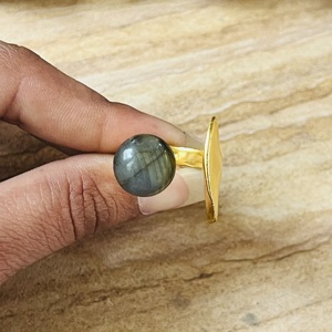 Modern Style High Demanding Labradorite Brass <b>Ring</b> 18k Gold Plated Open <b>Statement</b> <b>Ring</b> Vintage Style Wholesale <b>Ring</b> For Women - Product Image 4