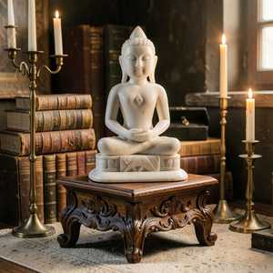 ANURAG HANDICRAFT Statue de Bouddha en marbre sculptée à la main, figurine décorative en pierre pour la maison, le temple, le bureau, la salle de méditation, articles spirituels - Product Image 1