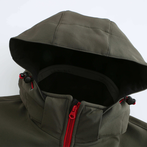 Chaqueta Acolchada con Capucha para Hombre, Verde Oliva, Cierre Rojo, Impermeable, Deportiva, para Invierno, Acolchado de Poliéster, Corte Regular - Product Image 5