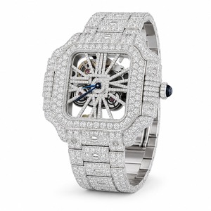 Luxury Unisex <b>Mechanical</b> <b>Watch</b> Stainless Steel Square Case Diamond Encrusted Analog Dial Sapphire Crystal 41mm - Product Image 4
