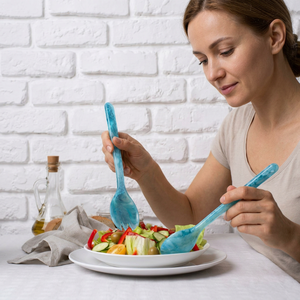Ensemble cuillère et fourchette à long manche en résine écologique de qualité alimentaire, compatible micro-ondes et lave-vaisselle, pour la maison, la cuisine, l'hôtel et la restauration - Product Image 1