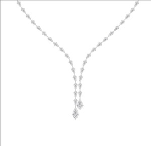 Collier de luxe pour femme en or blanc 14 carats avec diamant de laboratoire taille étagée couleur E-F, idéal pour mariage - Product Image 2