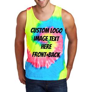 Camisetas sin mangas para hombre de diseño personalizado 2025 Pc147tt Multicolor Tie Dye con su propio logotipo estampado de textos - Product Image 1