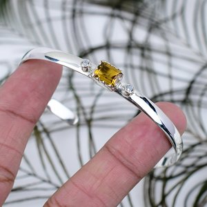 Top Grade Citrine 925 Sterling Silver Classic Friendship Bracelet Handmade Natural Gemstone Jewelry November Birthstone <b>Gift</b> - Product Image 4